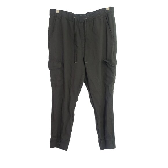 St Johns Bay Womens Green Cargo Jogger Pants Size XL Elastic Waist Linen Blend - Picture 1 of 7